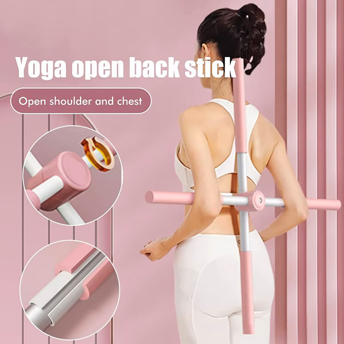 1 Adjustable Blue Yoga Rod with Cross-Back Strap - Self-Locking, Ideal for Back Support, Posture Correction, Prevention of Slouching & Scoliosis, Perfect for Pilates & Yoga, Gym & Home Use, Posture Correction Rod | Adjustable Yoga Rod | Tpe Yoga Rod
