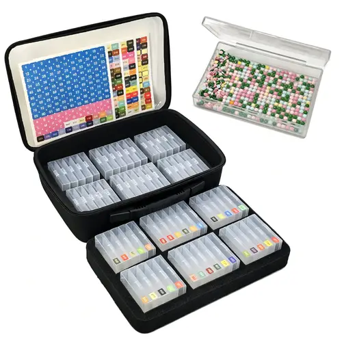 fashion transparent diamond painting storage box trays set with handle bag diamond painting beads storage container with stickers tools additions