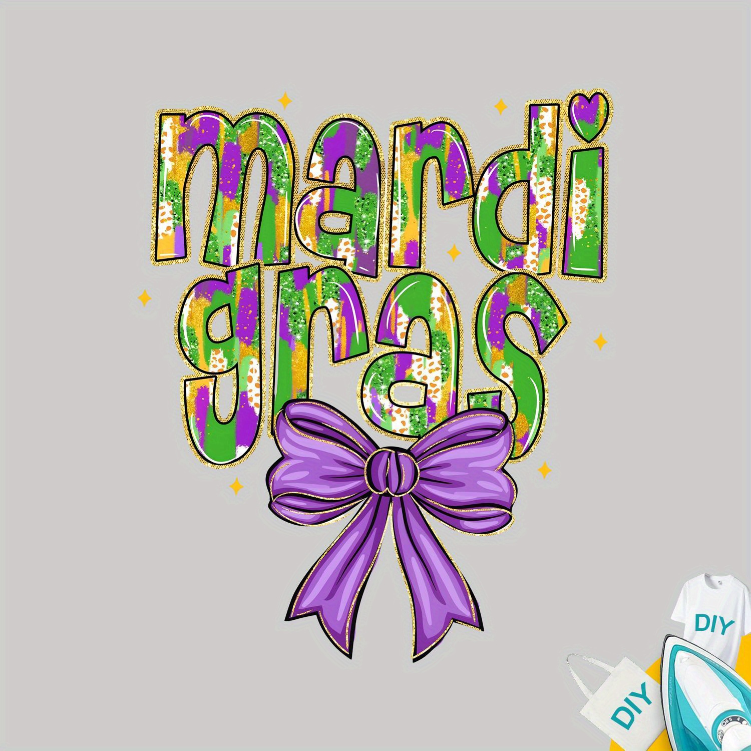 

Mardi Gras Heat Transfer Patches With Designs That Printed On Clothing, Pillows, Backpacks, And Other Textiles; Washable And Non-fading Stickers.