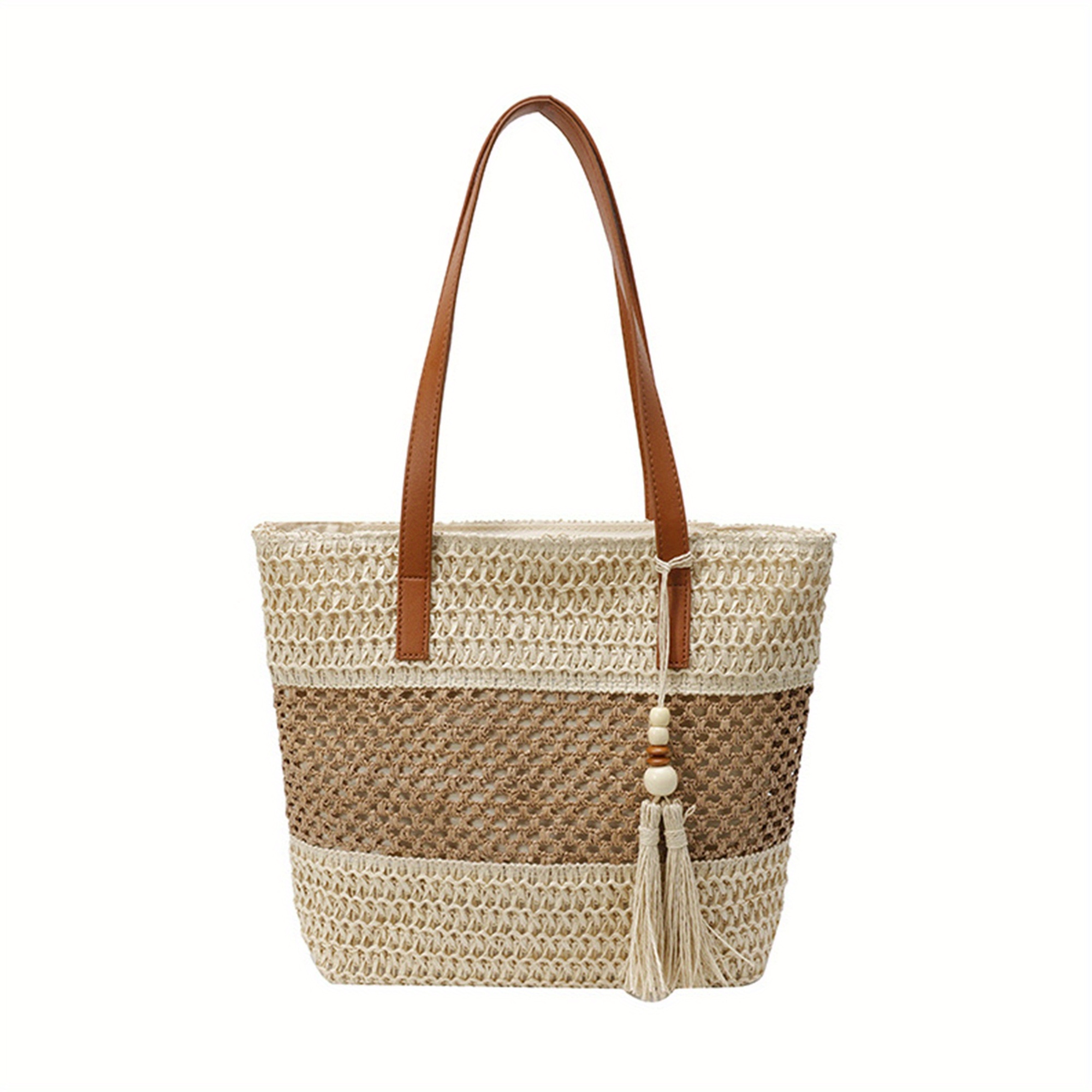 Women Large Capacity Tote Bag Fashion Trendy Tassel Beach Shoulder Bag Handbag for Travel Daily Shopping