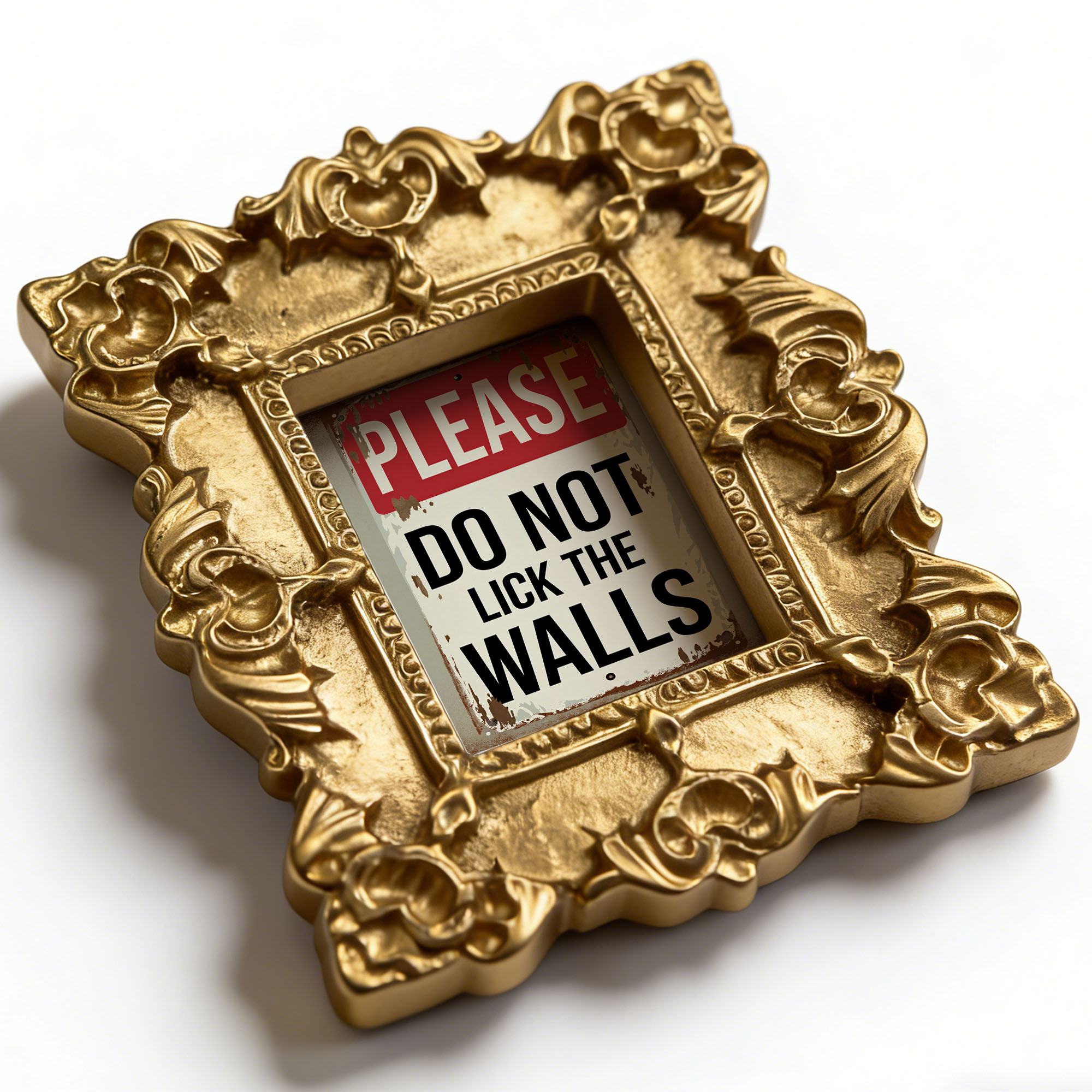 TEMU 1 Magnetic Fridge Magnet That Humorously Advises Against Licking The Walls, Designed In A Vintage Metal Sign Style. This Small, Creative Magnet