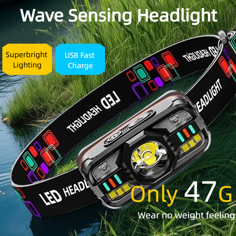 

Wave Sensing Headlamp, Stainless Steel Led Fishing Headwear, Usb Rechargeable, Outdoor Lighting, Oil-rubbed Metal , ≤36v, 18650 Lithium Battery Included, Black