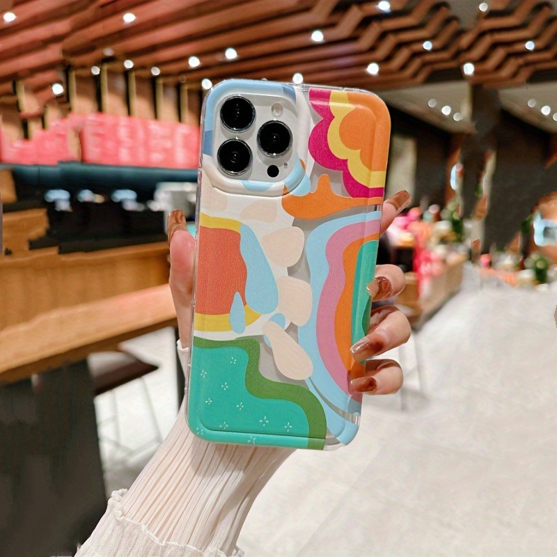 TEMU Phone Case: 1 Color Pattern Transparent Air Cushion Shockproof Phone Case Suitable For Iphone 16 Pro 15 14 13 12 11 Pro X Xr Xsmax 7 8 Soft Case
