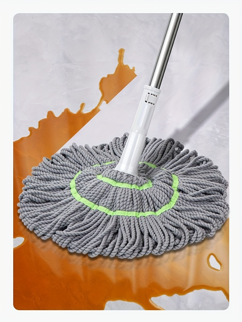 easy twist hands free mop with one hand twist wrinkle resistant design ergonomic handle no hand washing needed durable grey microfiber for kitchen bedroom living room floors versatile floor cleaner userfriendly cleaner textured cleaning cloth sturdy construction pet owners details 1