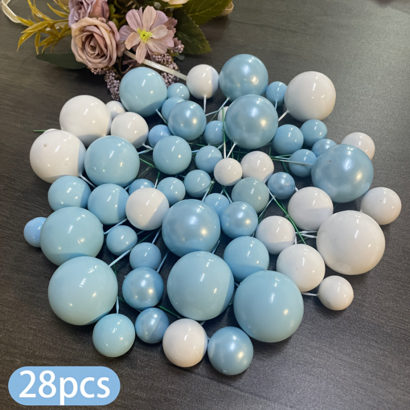 TEMU 28pcs Colorful Birthday Cake Decoration Balls, Cake Topper Decorative Paper Cupcake Decoration Cake Topper Decoration, Foam Cake Balls Baking