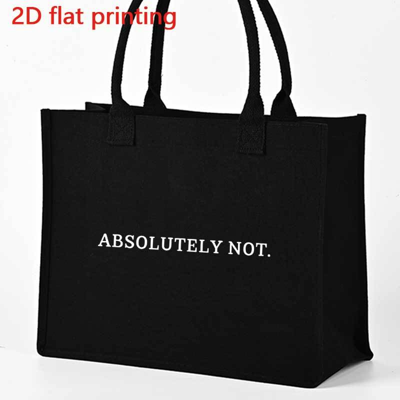 TEMU Absolutely Not Letter Tote Bag - Black With White Print, Large Capacity With Fixed Shoulder Strap, Stylish Tote Bag For Daily Use, Travel, And