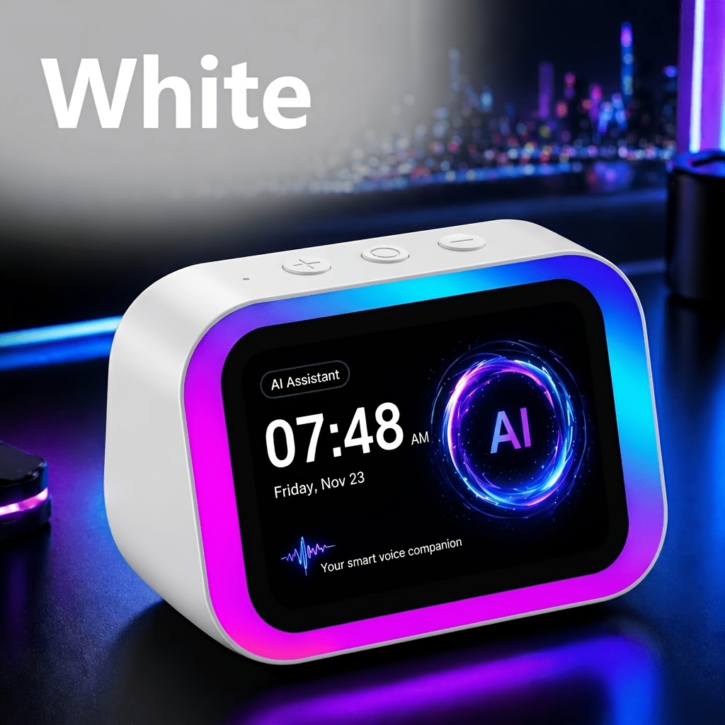 TEMU Ai Smart Speaker With Large Screen Display, Rgb Ambient Lighting, Calling, Music Player, Voice-controlled Desktop Speaker, Suitable For