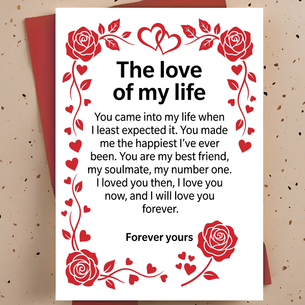 TEMU 1pc 's Day And Anniversary Greeting Card For , Partner – Roses And Hearts Modern Illustration, Card, With Envelope
