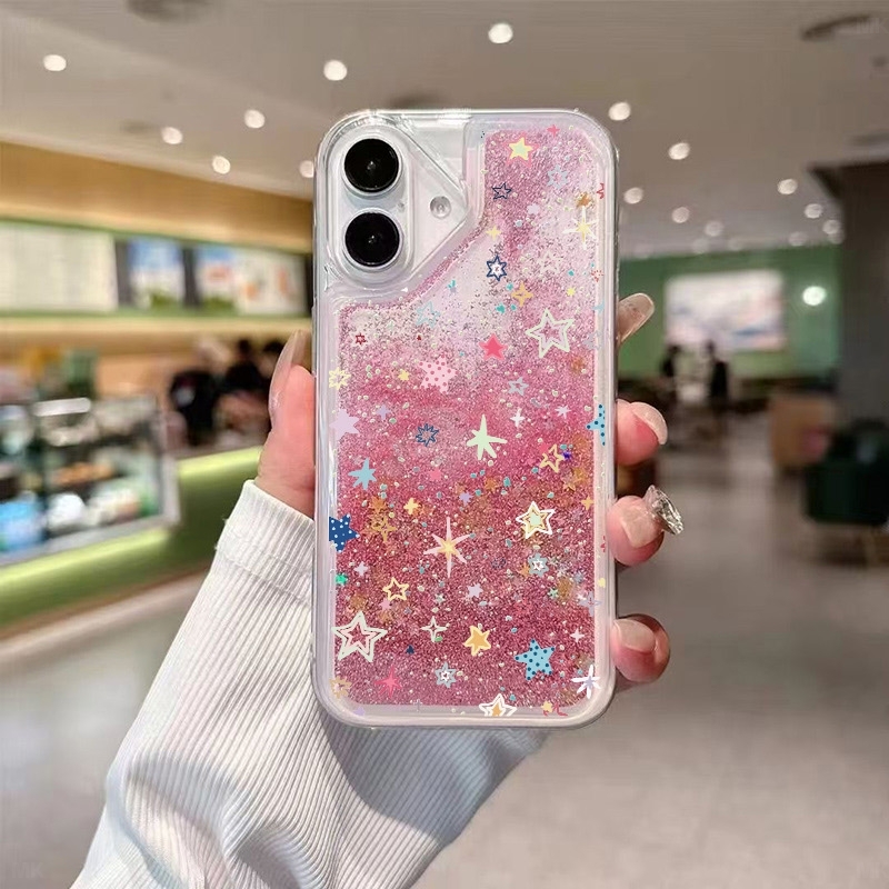 TEMU Phone Case - Star Phone Case, Trendy And Practical, Warm And Classic, Featuring Small Patterns. This Classic Liquid Sand Phone Case Is Suitable