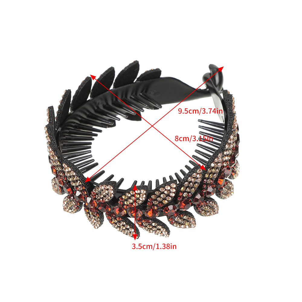 Large Rhinestone Leaf Hair Bun Clip for Elegant Styling