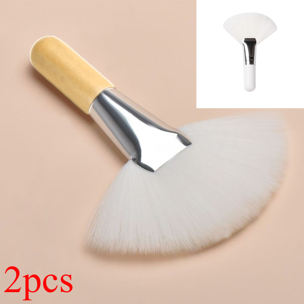 TEMU 2pcs Hypoallergenic Fan-shaped Facial Brushes With Soft Nylon Bristles - Skin, Portable, Unscented, Suitable For Normal Skin Types, Applicators,