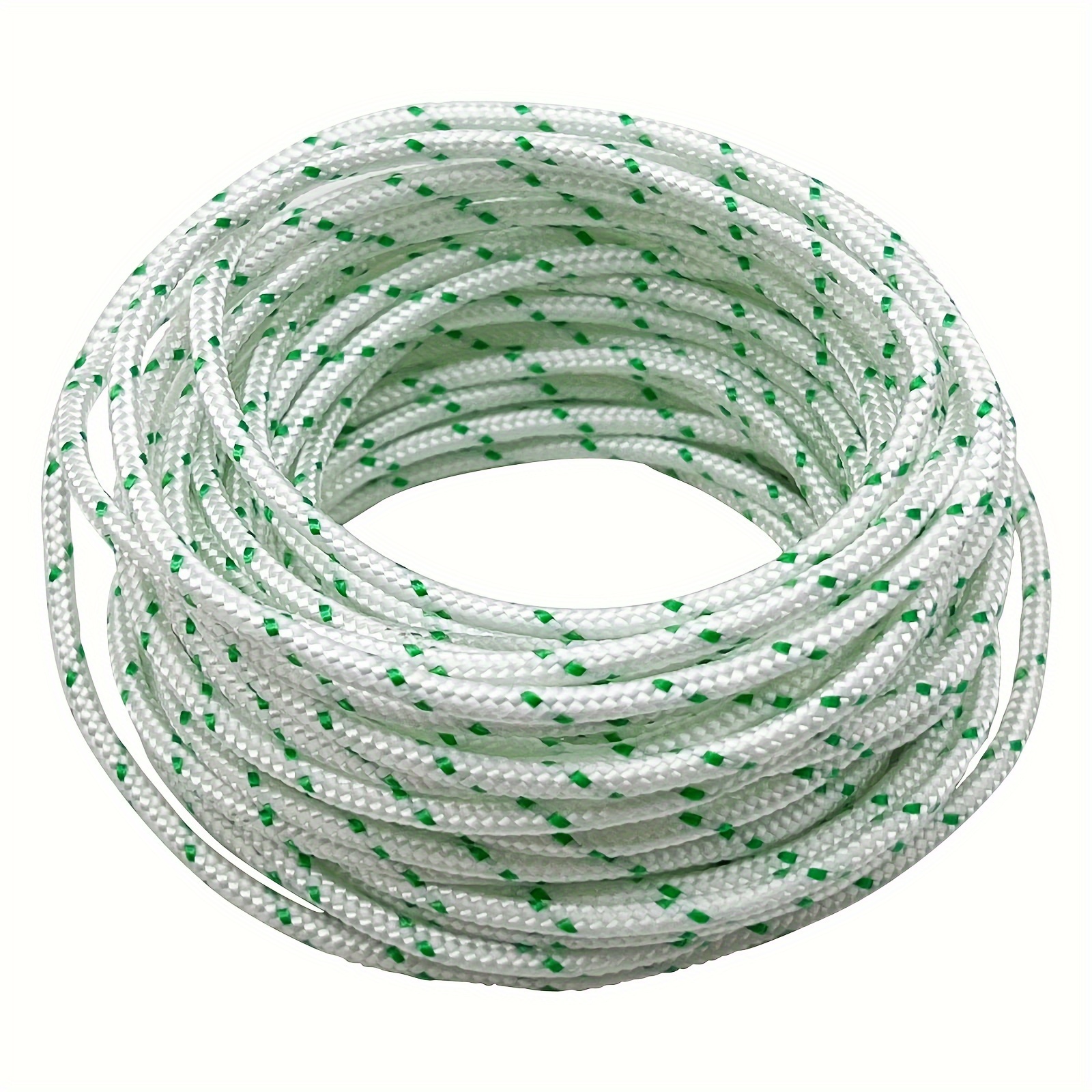 E-shop 1 x 15,0 Meter Rückholseil, Durchmesser 0,41 cm – langlebiges weiß-grünes geflochtenes Seil, geeignet für Benzinmotoren, kompatibel mit , STIHL,