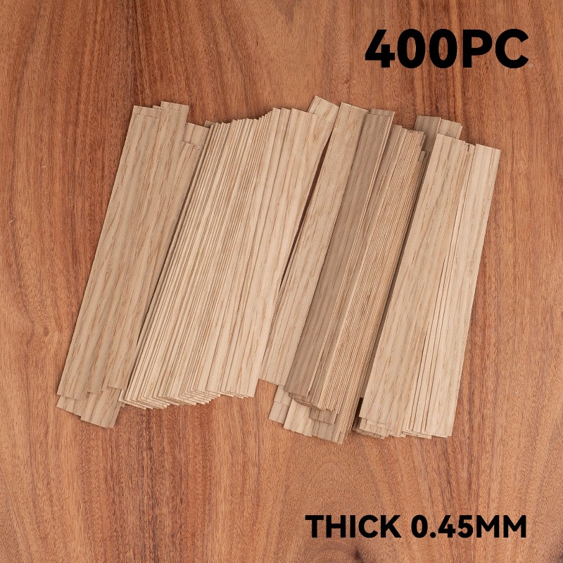 TEMU 100pcs/400pcs White Oak Wood Strips, 13 X 1.3cm, 0.45mm Thick Natural Veneer Pieces, Smooth Unfinished Wooden Slats For Dollhouse Flooring, Diy