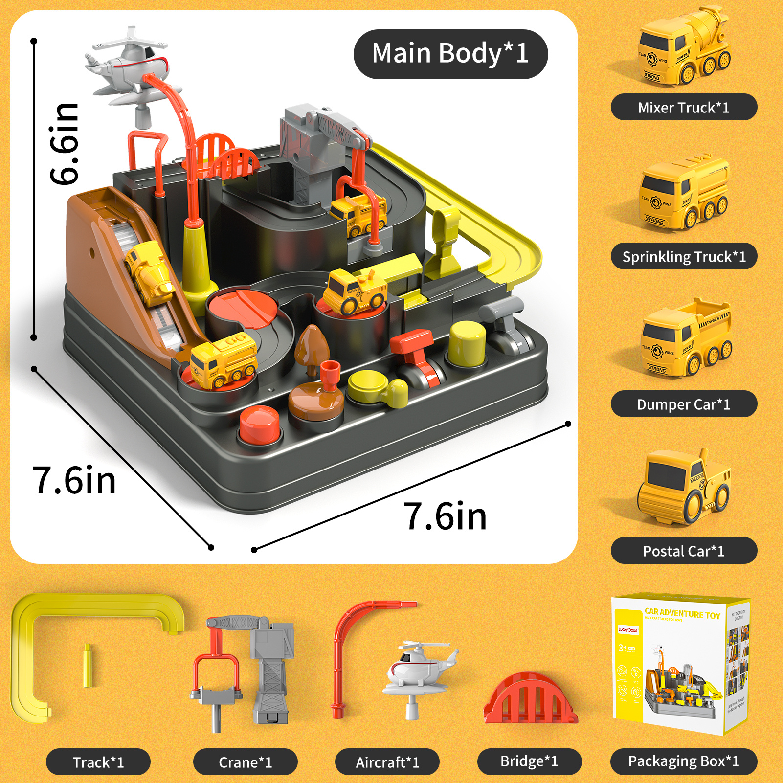 TEMU Voiture de Course avec 4 Voitures Thématiques & 6 Boutons, Jouet Éducatif STEM pour Enfants - Cadeau d'Anniversaire pour Garçons et Filles de 3,