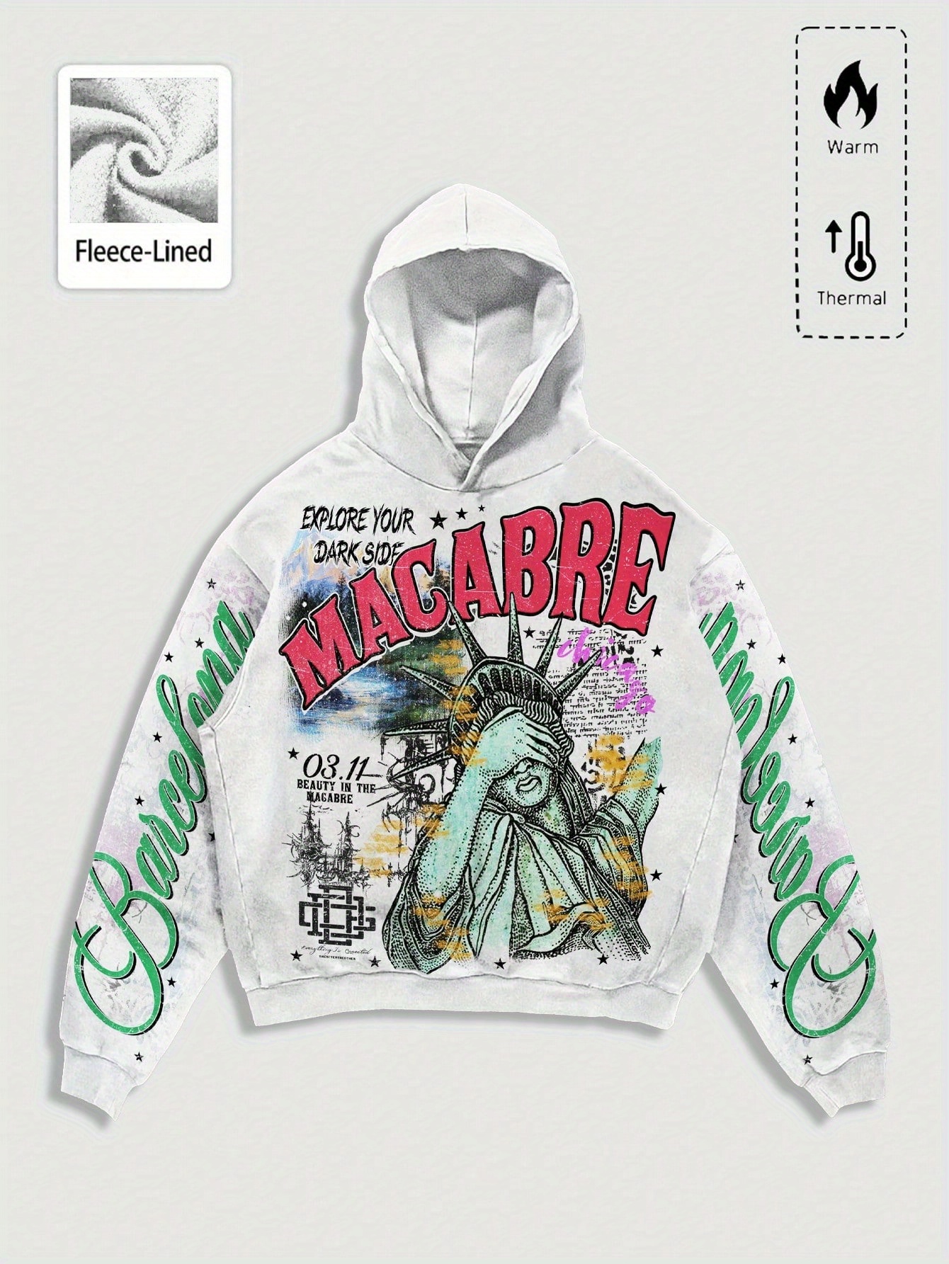 blue graphic hoodie sold on Temu United States