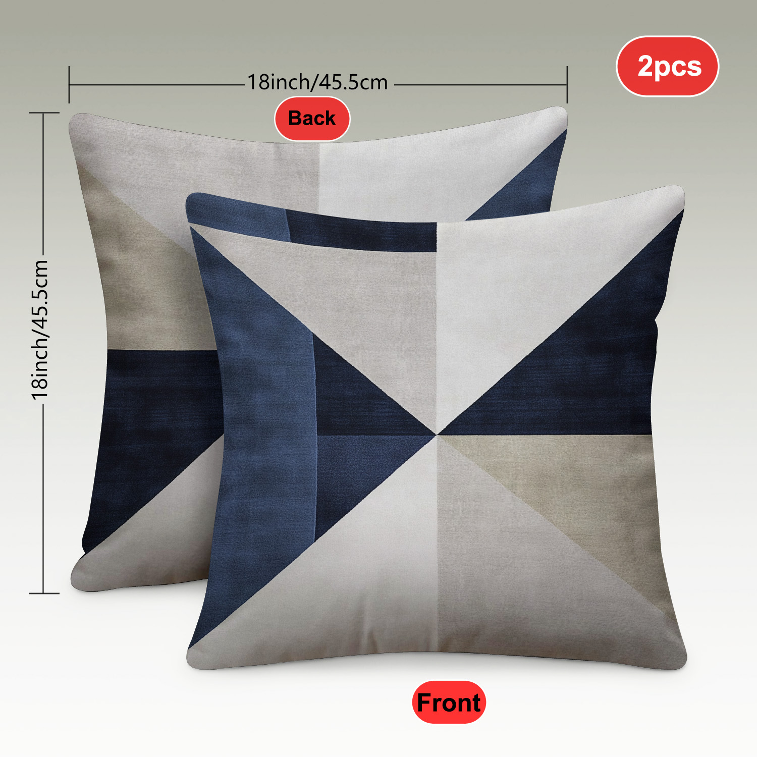 TEMU 2-pack Geometric Color Block Pillow, Modern Minimalist Nordic Style, Double-sided Printed Pillowcase 18"x18" For Bedroom Living Room Home Decor