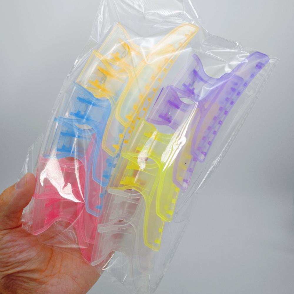 TEMU 12 pièces de pinces à cheveux en résine transparente unie - Barrettes pour séparation de cheveux en salon/coupe/teinture DIY, pinces de coiffure