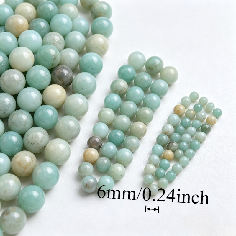 TEMU Natural Amazonite Loose Beads, Round Beads For Jewelry, Supplies For Bracelet Necklace Earring Anklet, Stone Bead Strand For Women, Great Gift