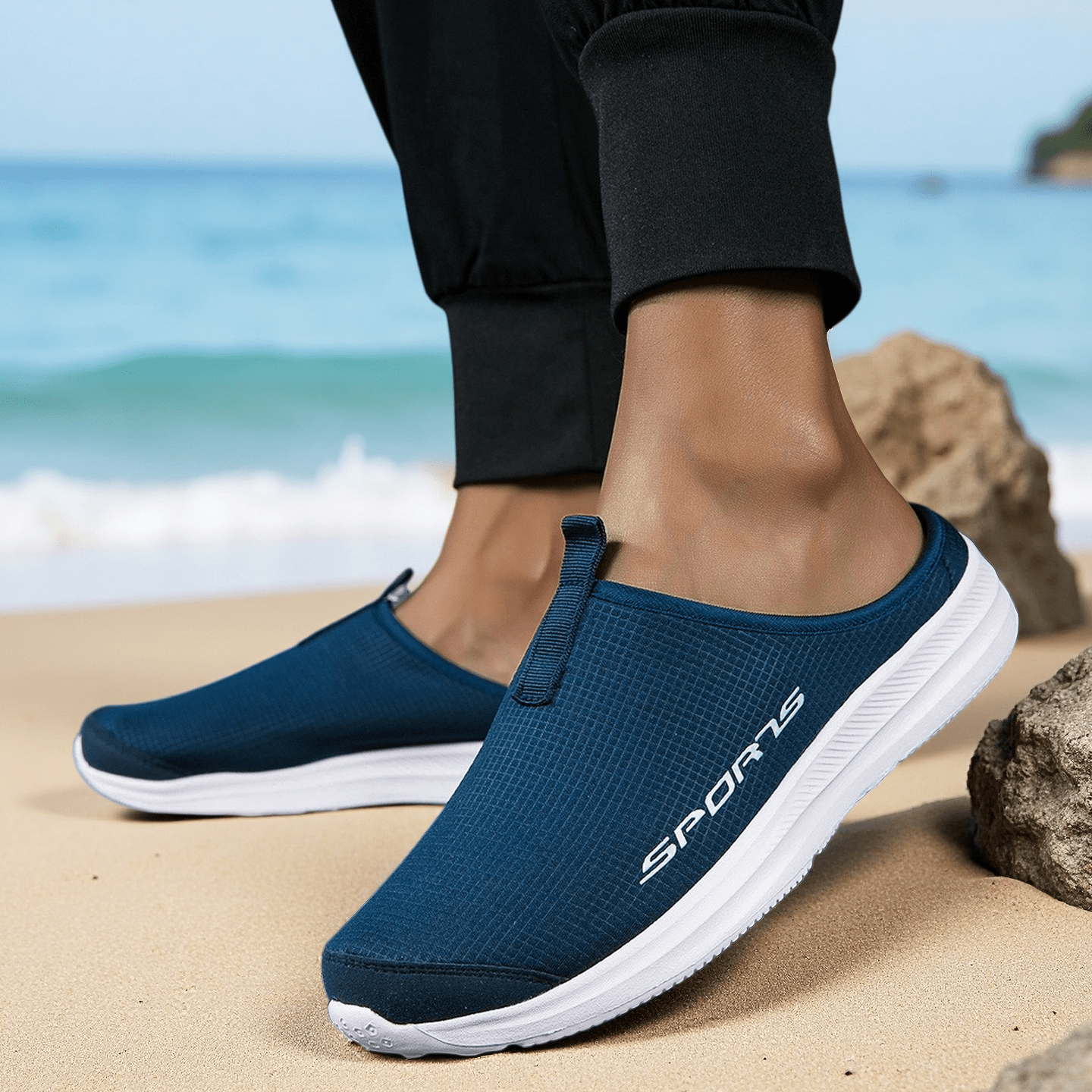 Men's Sporty Mules - Breathable Mesh Walking Shoes, Lightweight Athletic Half Slippers for Men - Casual Sneakers for Gym & Outdoor
