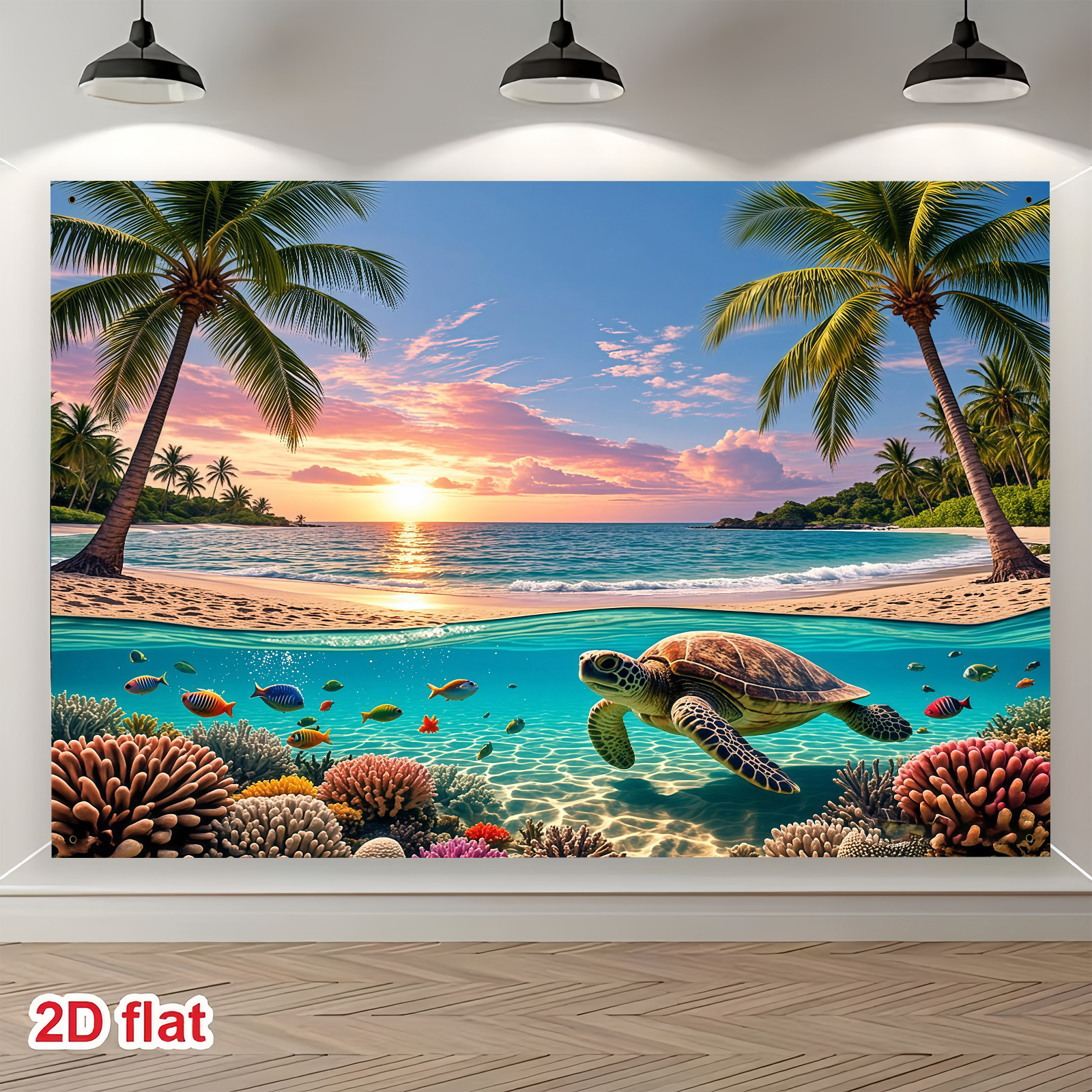 Tropical Beach Theme Polyester Backdrop Banner For Party Decor_voghion.com