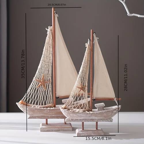 2pcs creative sailboat decorative ornaments vintage distressed sailboat models ship accessories desktop decor study room decor office display nautical theme decor style minimalist style home decor