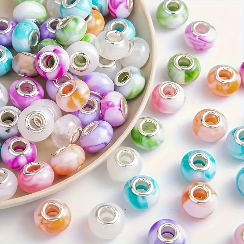 TEMU 200pcs Of Resin Beads Featuring A , Assorted Colors With Large Holes, Ideal For Crafting Fashionable Bracelets And Other Jewelry, Measuring 14mm