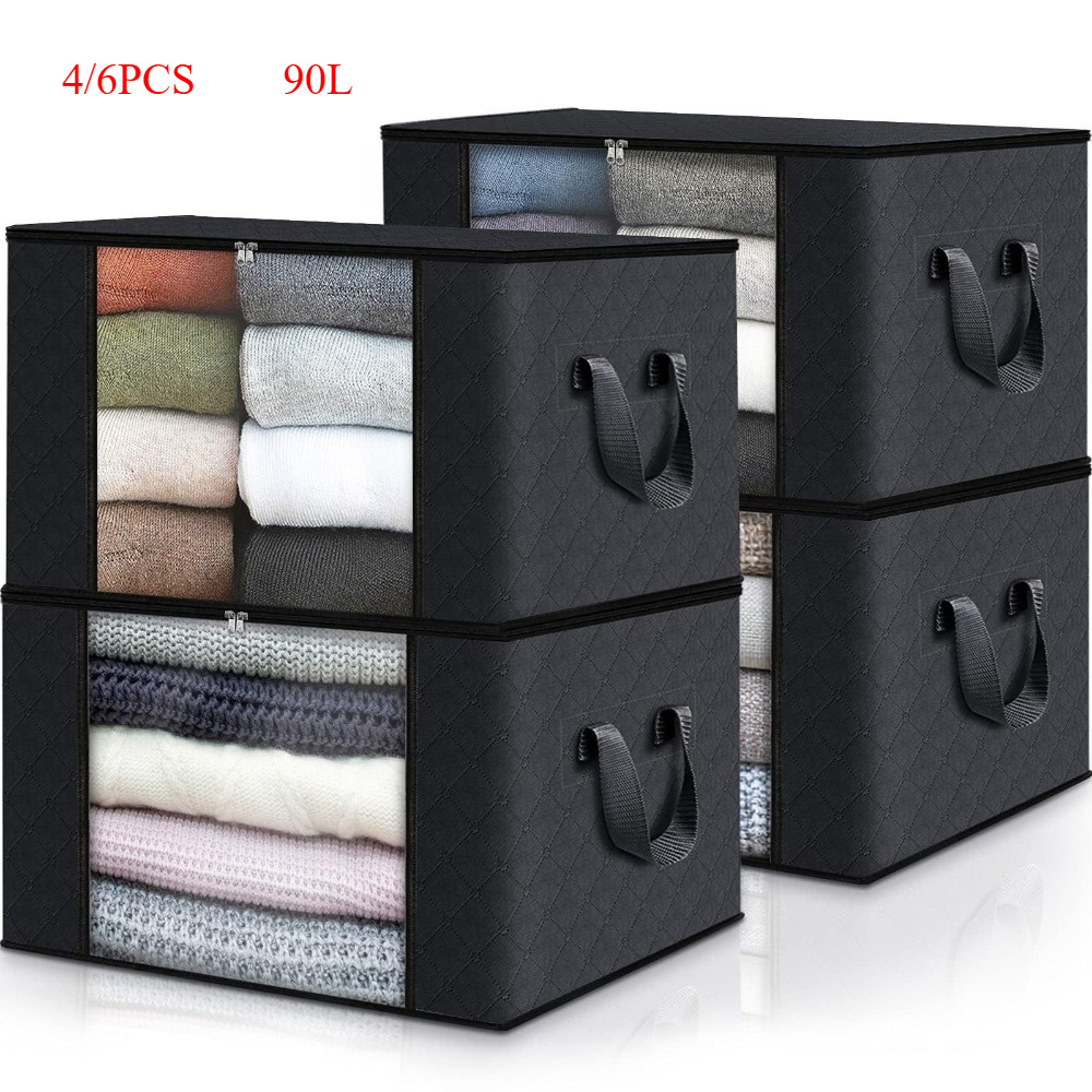 Large Collapsible Clothing Storage Bags with Transparent Windows