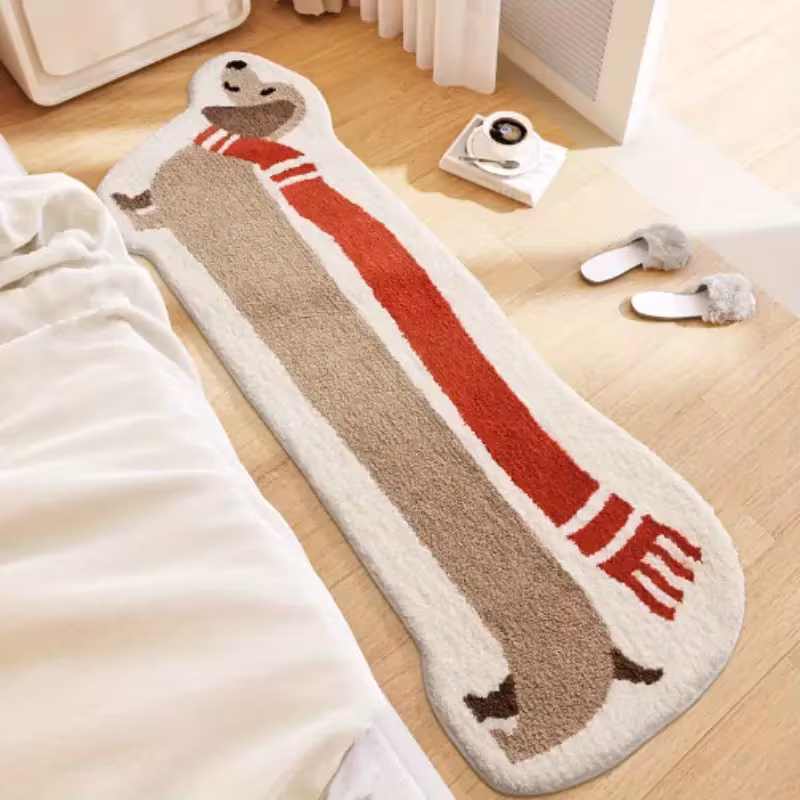 thickened 10mm high quality faux cashmere dot plastic 1pc long runner rug cute creative red scarf dachshund bedroom fluffy bedside rug fashionable easy home decoration table floor mat Product details 3