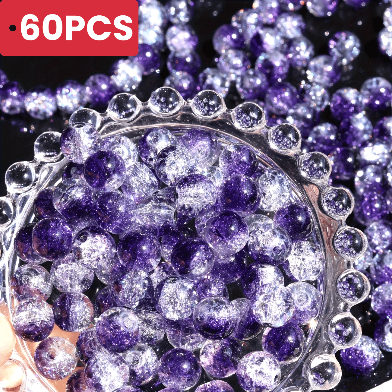TEMU 60 Perles rondes violettes à trou droit de 8 mm, perles magnifiques, perles pour bracelets d', parfaites pour la décoration et la production de