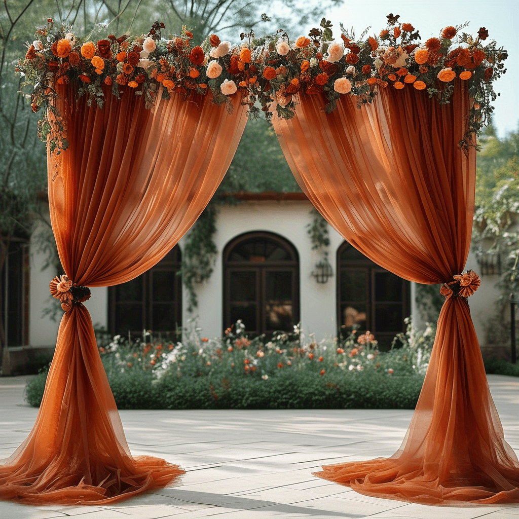 TEMU 1 Roll Of 748.03in Long X 29.53in Wide Rust Red Mesh Tulle Sheer Fabric, Suitable For Wedding Banquet Decoration, Arch Ceiling Background Decor,