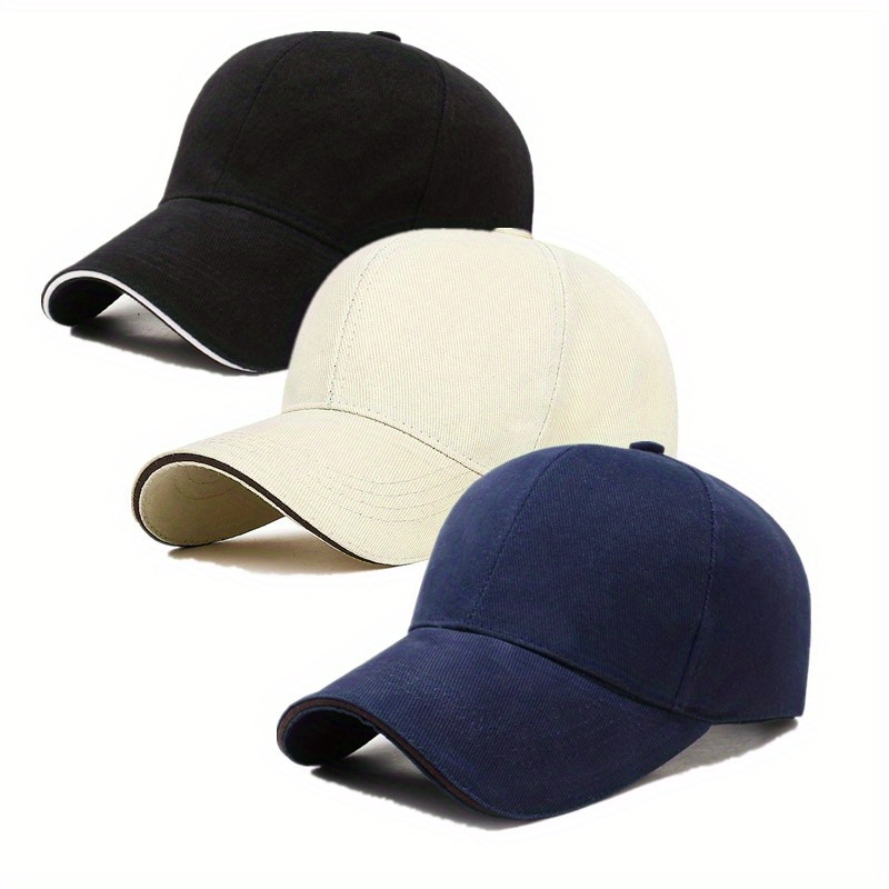E-shop Drei klassische lässige Baseballkappen für alle Jahreszeiten, geeignet für Herren, verstellbare Outdoor-Sportkappen, für Golf und Sonnenschutz