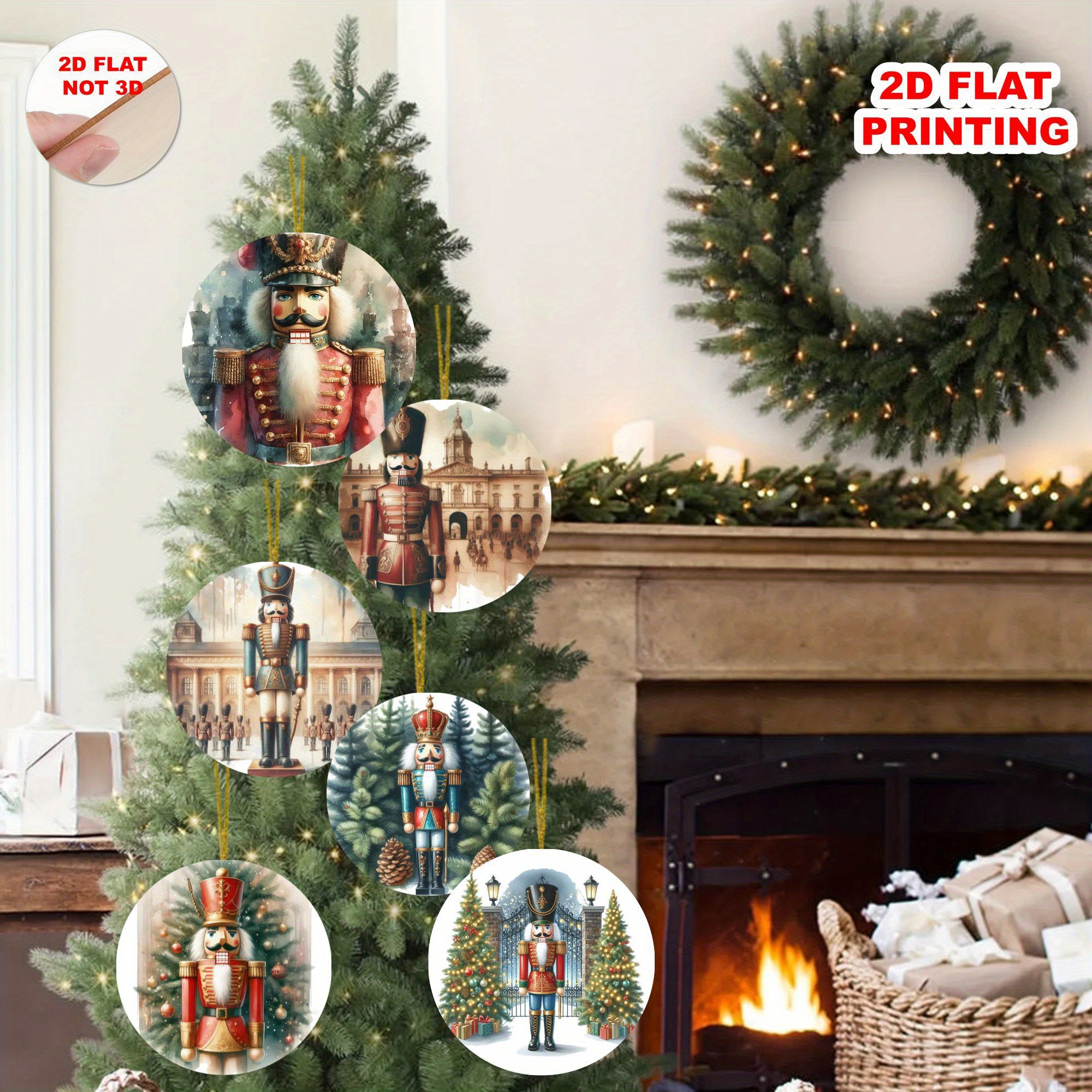 photo de l'article 2d plat, lot de 12 pendentifs soldat   - porte-clés et ornements suspendus en bois pour noël, décorations multi-fêtes adaptées à  /verdure, cadeaux de fête (12pcs), 2d plat