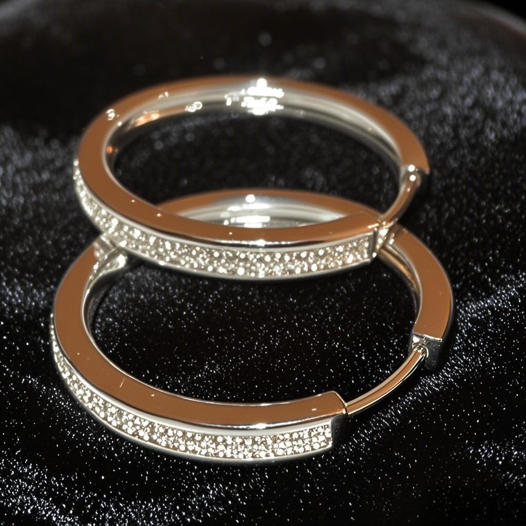 E-shop Minimalistische elegante große Creolen für Damen mit Mikro-Pavé-synthetischem Zirkonia, für , Partys, Urlaubsreisen den täglichen