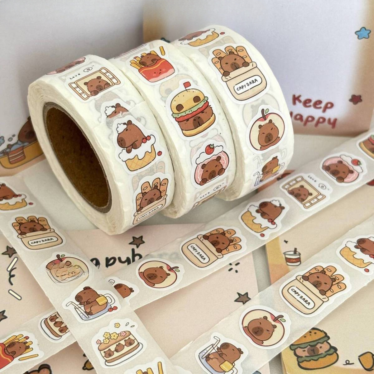 500pcs Kabibara Curl Stickers Suitable for Laptops, Scrapbooks, Phones, Skateboards, and Guitars, High Quality DIY Decorative Holiday Gift Cards Cute Stickers