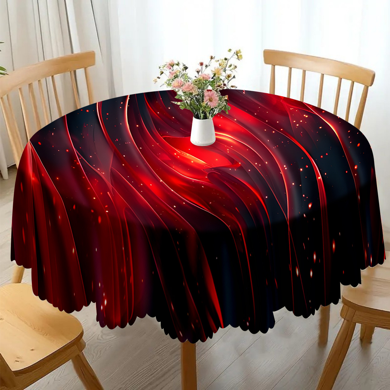 1pc Vibrant Flame Design Polyester Tablecloth - Wrinkle-free, 6 Sizes For Indoor/outdoor Use, Birthday Parties, Holidays, Home Decor, Holiday Table Setting, Flowing Effect, Smooth Texture