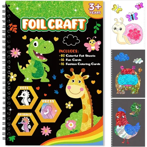 1 craft activity foil craft diy art no mess creative kits set drawing game for kids birthday gifts crafts supplies travel toys for girls boys 3 year old