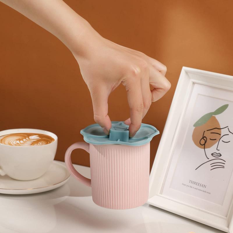 1pc flower shaped silicone cup lid food contact safe spill proof dustproof mess free mug cover for beverages details 1