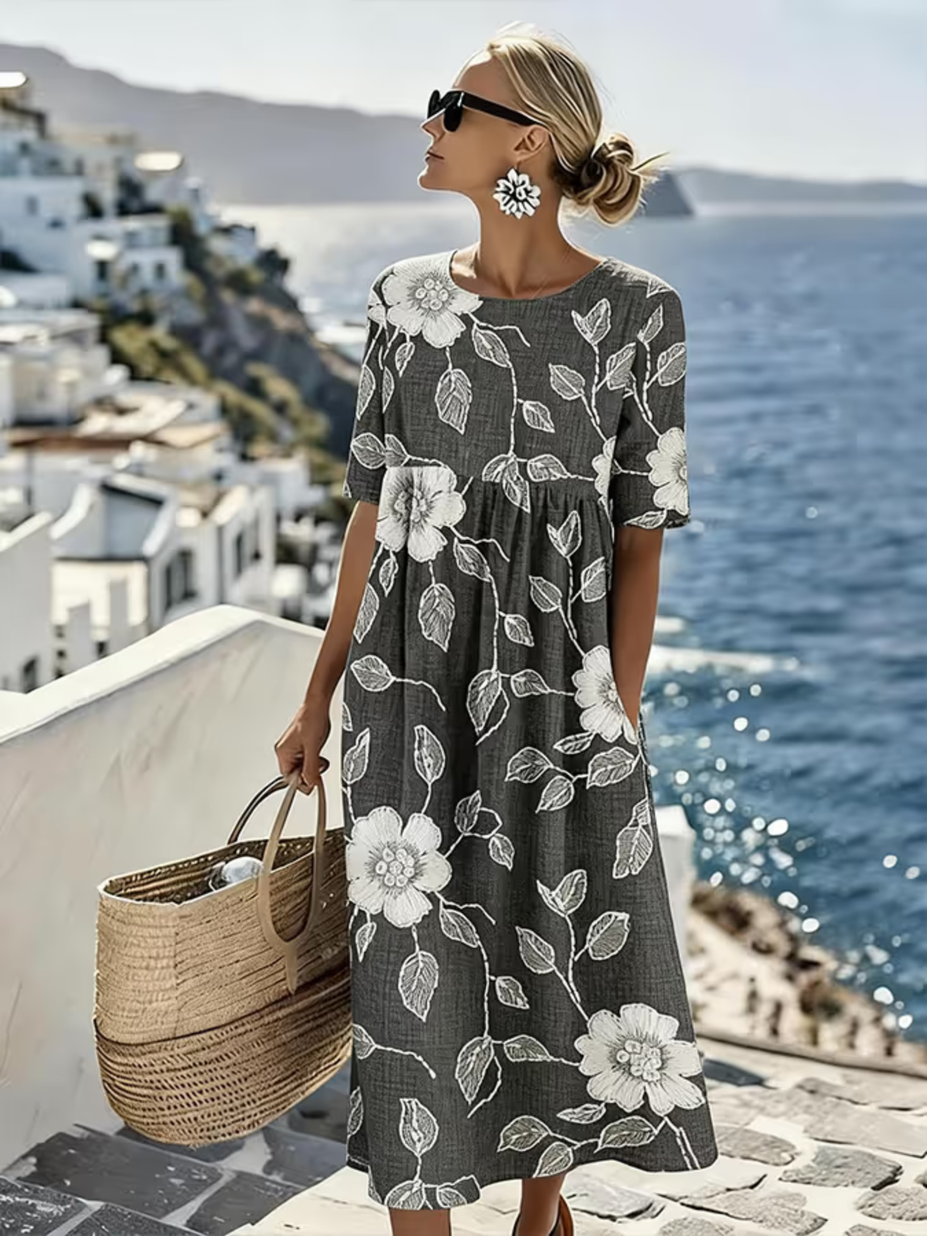 crochet dress midi Palm Island Collared Crochet Midi Dress White