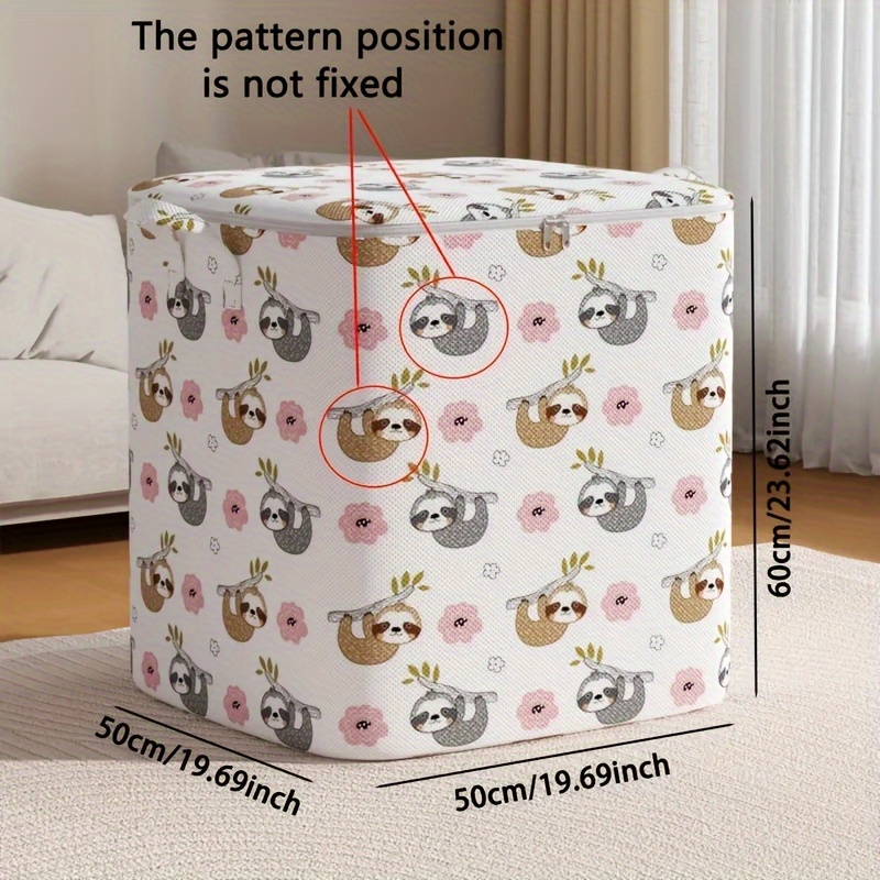 TEMU 1 pièce Sac de rangement pliable grande capacité à motif - Bac de rangement en tissu , convient pour chambre, buanderie, placard - Rangement