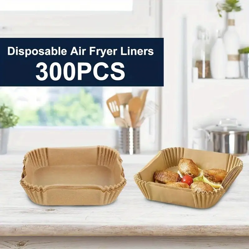 300pcs extra large 7.9x7.9 inch air fryer baking paper liners - heavy duty parchment sheets with rounded corners, compatible with instant pot, oven, microwave, toaster oven, for easy - individually wrapped for freshness - ideal for meal prep, parties, large families - compatible with 5-8 fryers (300 count) - food grade & silicone coating, disposable, proof, 1.77 inch thick, for air fryers, ovens, microwaves, steamers, cookers, Product details 1