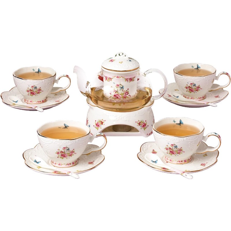   flower series tea sets tea cup saucer set with teapot warmer filter and spoon 16pcs in 1 set 16pcs set, tea cup and saucer, teacup, tea cups and saucers, home  , tea  , elegant teacups,   porcelain, delicate  , complete tea accessories, home  ,   Product details 3