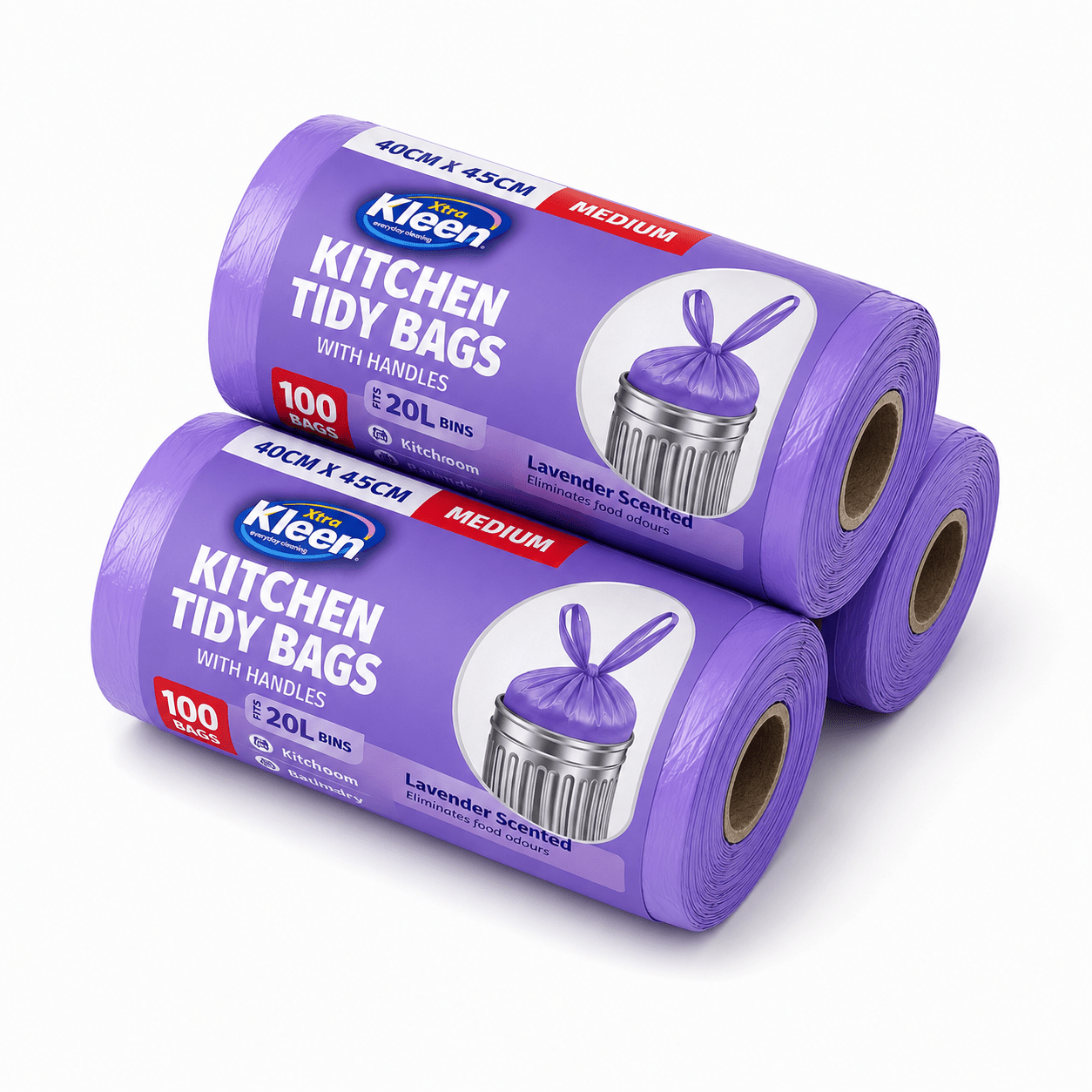 TEMU Pack Of 3 Rolls - 300-count Kitchen Trash Can Liners With Handles, 45cm X 40cm - Durable And Contained Waste Bags For Spaces