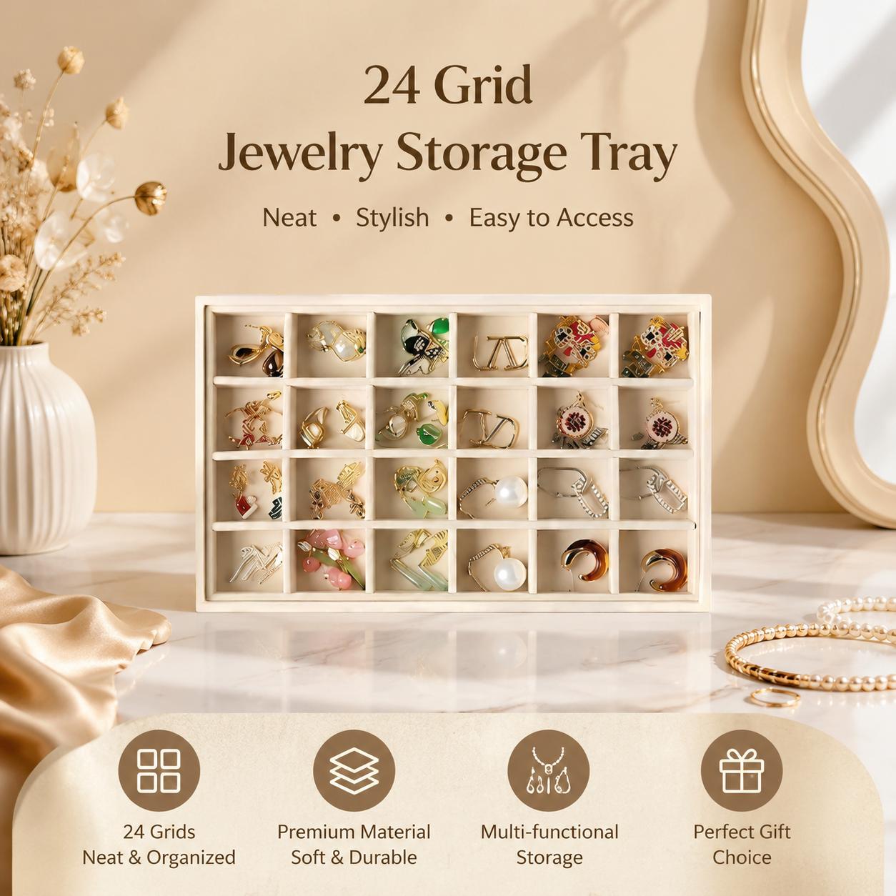 2pcs Stackable Velvet Jewelry Storage Tray, Gift for Her