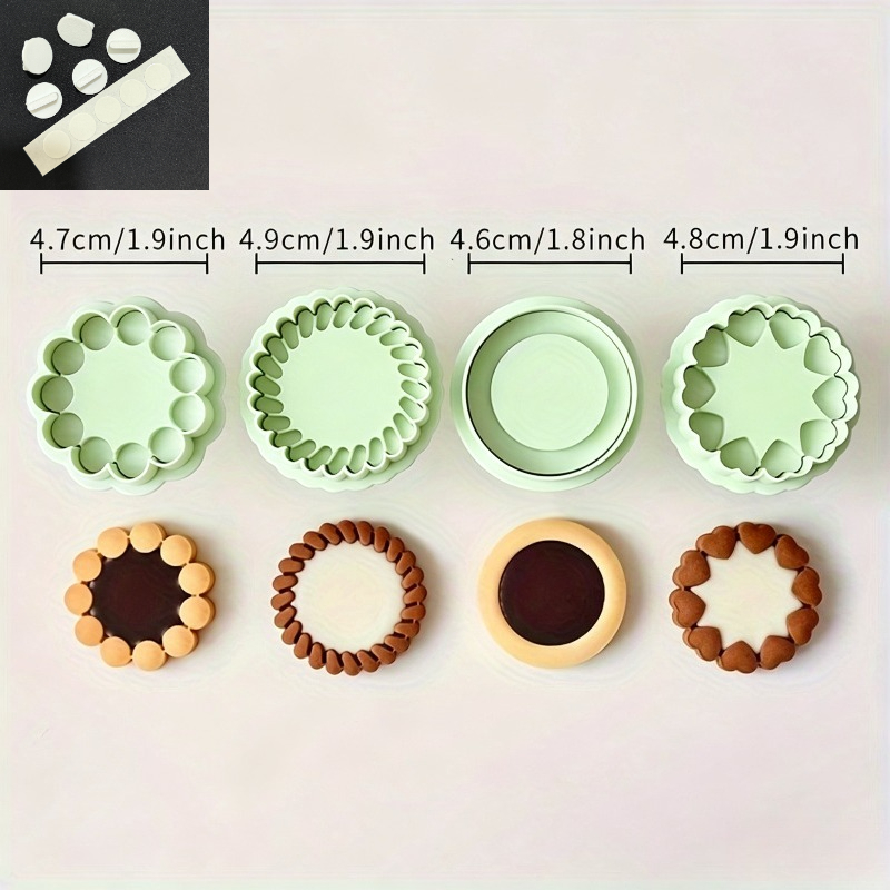 Image of 4pcs Set Of Retro Shape Sandwich Cookie Box Molds, Valentine's Day Chocolate Jam Cheese Afternoon Tea Hand Press Molds, Very Suitable For Christmas. Easter, Mother's Day, Father's Day