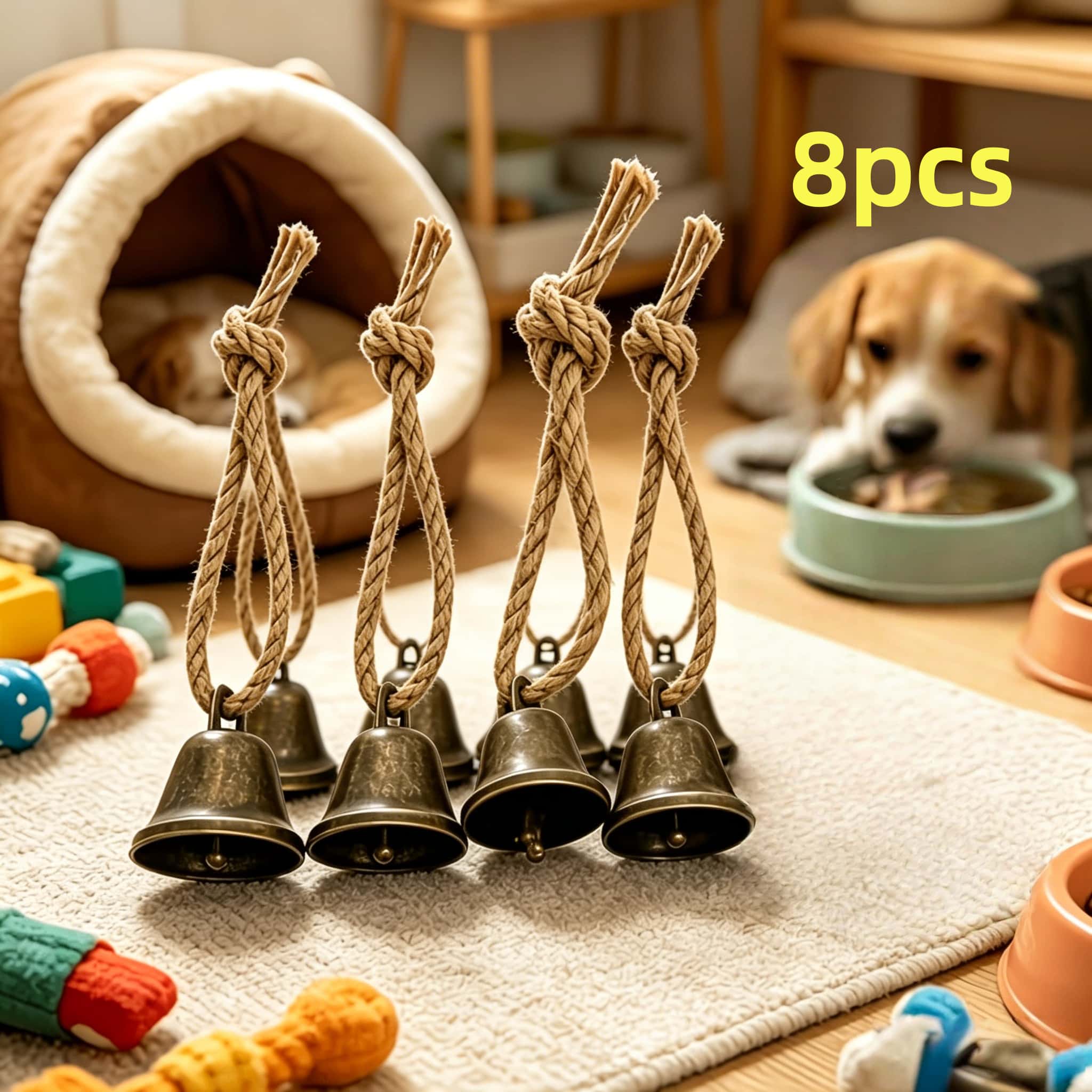 TEMU 8pcs Vintage Loud Cowbell Set With Lanyard, And Metal Bells, Perfectly Suitable For Christmas, Halloween, Easter, And Thanksgiving Decorations,