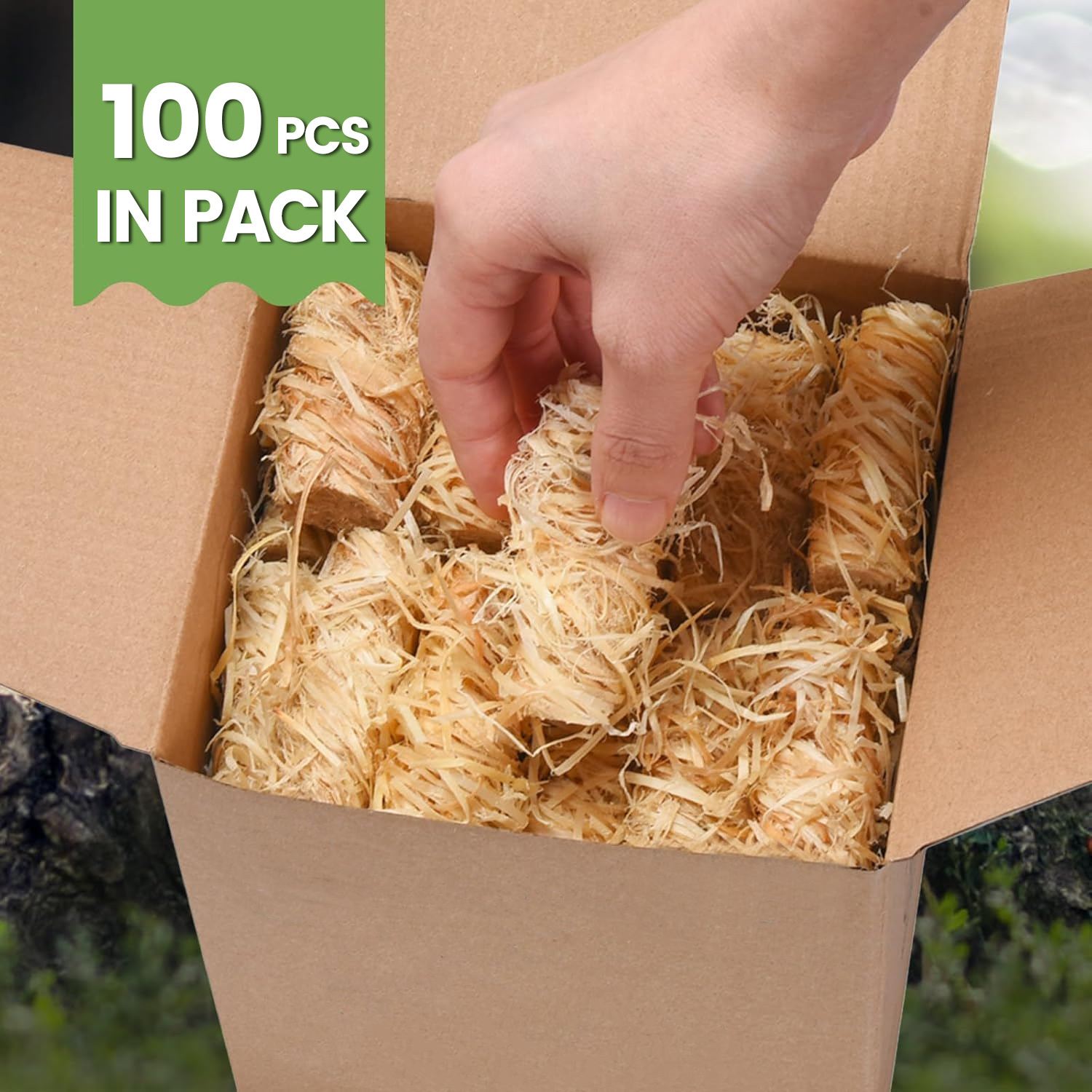 TEMU 50/100pcs Fire Starter Rolls - , Mess-free, Easy Ignition For Outdoor Grilling, Camping, And Bbq - Premium Pine Wood And Construction For