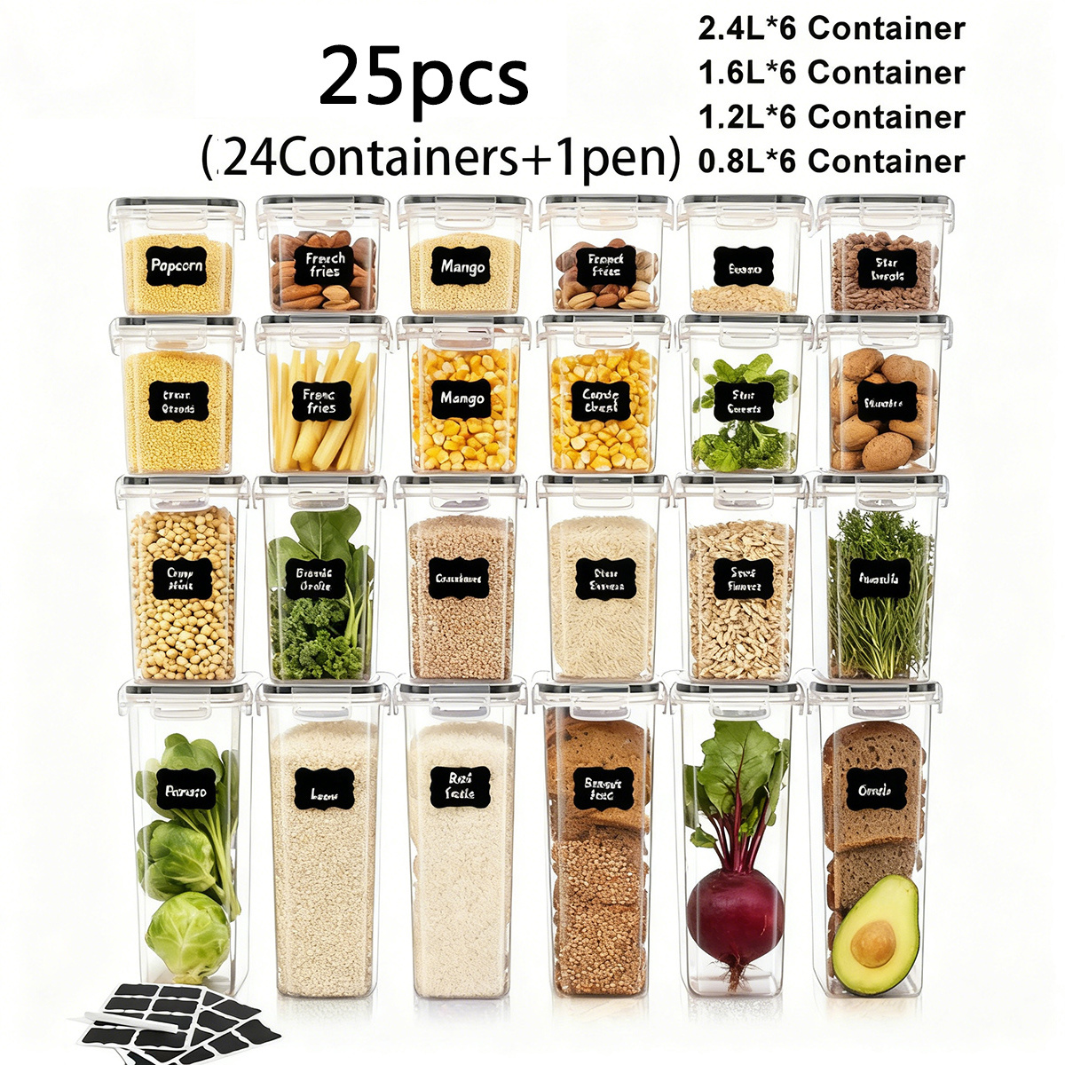 TEMU Sealed Food Storage Container Set, Plastic, Dishwasher Safe, Leak-proof, Kitchen Storage Box, Suitable For Oats, Grains, Flour, Pasta, With