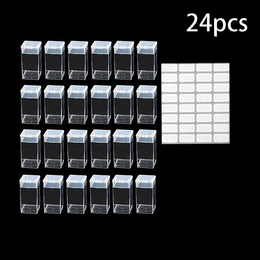 TEMU 12/24/36pcs/set Transparent Square Bottle, Diamond Embroidery Tool Storage Box, Jewelry Bead Container, Beads Rhinestone Diamond Painting