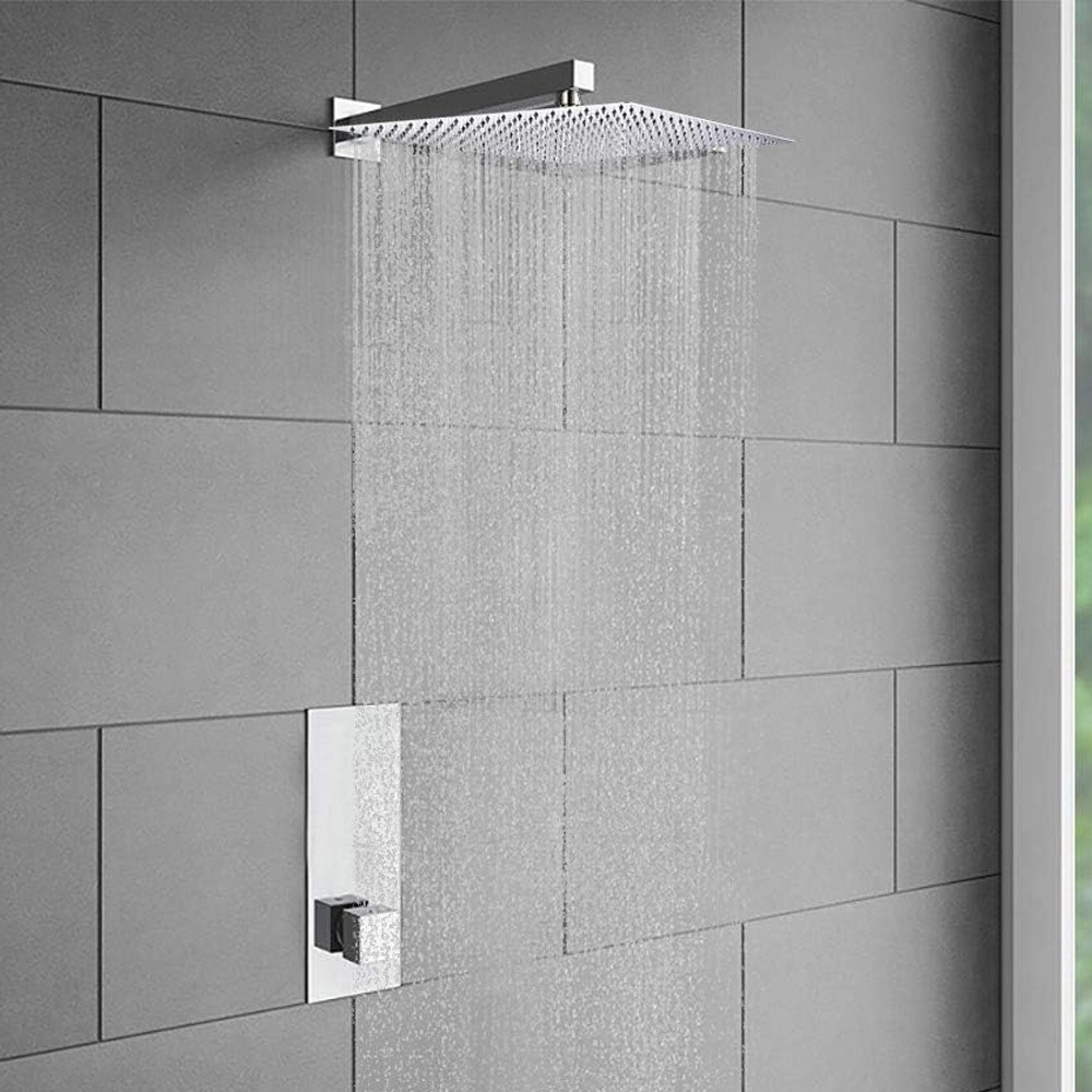 Rain Shower Head, Stainless Steel 12 Inch (30cm) Rain Shower Head, Anti-limescale Nozzles Shower Head, Rain Shower Head Square