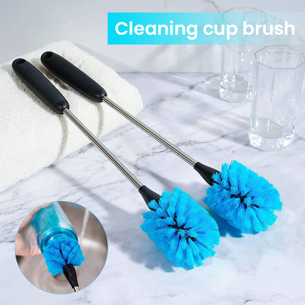 long handle rubber bottle cleaning brush for wine glasses thermos teapots essential kitchen cleaner tool details 0